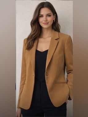 Tailored Single-Button Camel Blazer for Women